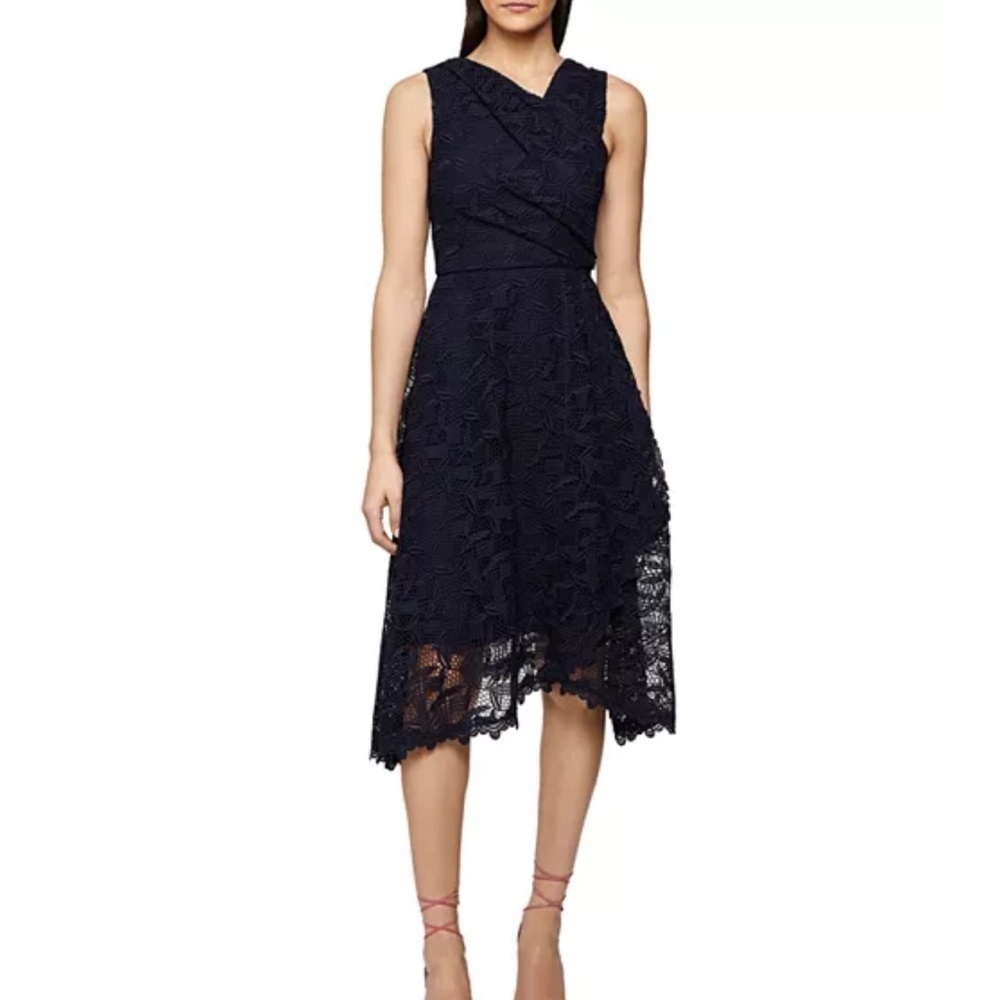 REISS Rayna Navy Wrap Front Lace Dress Size 8US